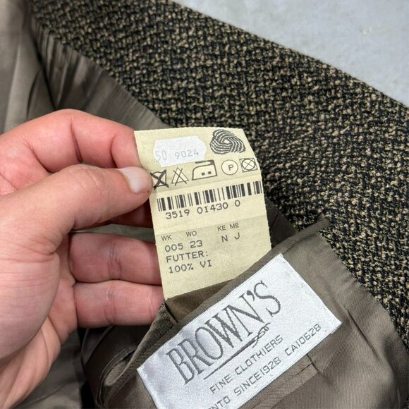 Vintage Hugo Boss Tweed Blazer "Poseidon" Wool Sport Coat Brown 40S - Picture 11 of 11